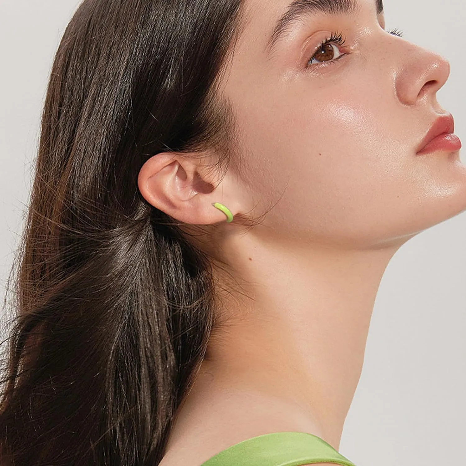12 Pairs Plastic Hoop Earrings for Women Colorful Anti-Allergy Unisex Cute Plastic Hoop Ear Retainers Nose Rings With Buckle for Sensitive Ears and Skin