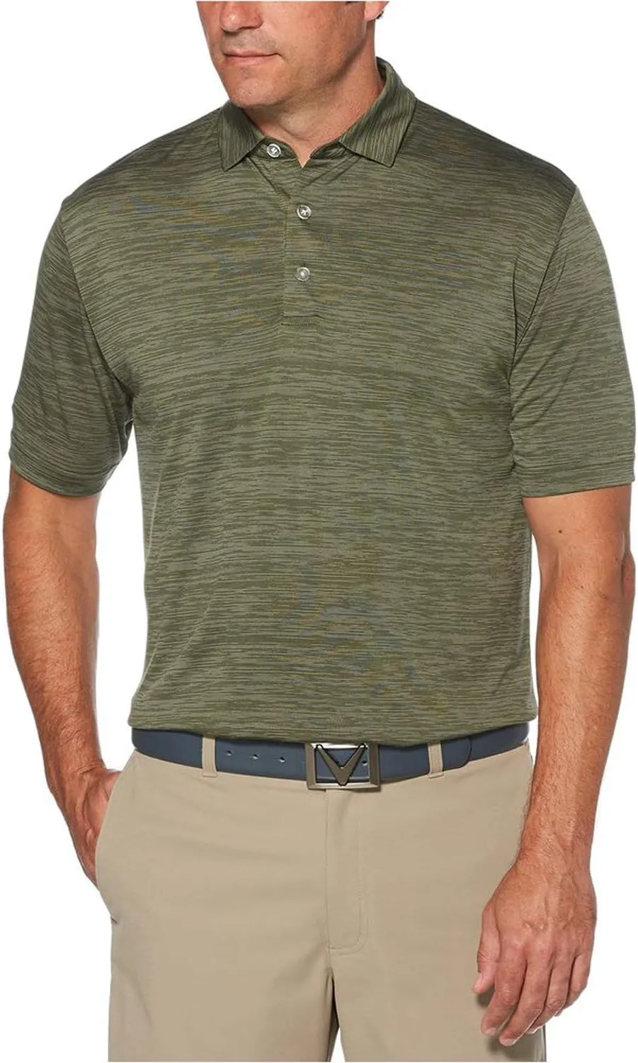 Callaway Broken Stripe Golf Polo, Sun Protection, Moisture-Wicking, Lightweight, Athletic Collared Shirts for Men