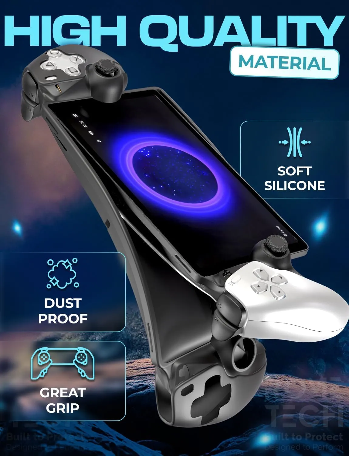 for PS5 Portal Silicone Protective Cover, Soft PS5 Skin Case for PlayStation Portal 2023 Remote Player, Shock-Hard Cover Accessories Skin - Black
