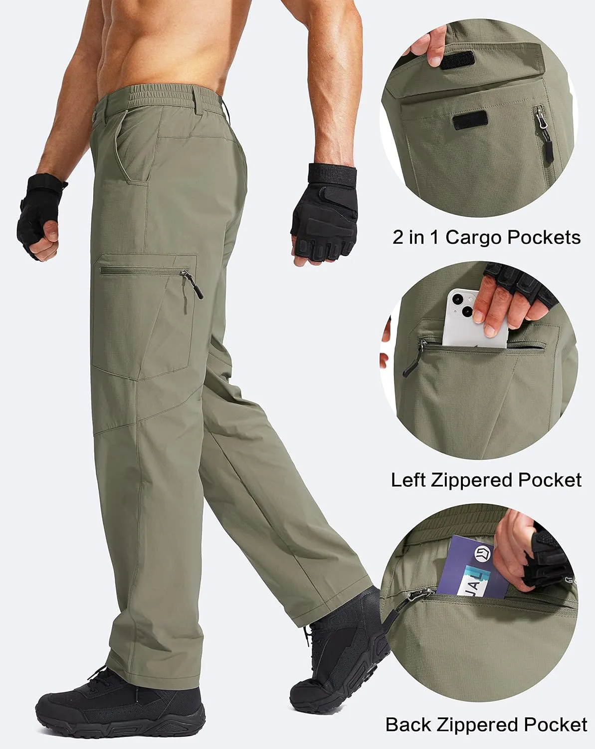 G Gradual Men's Hiking Cargo Pants Water Resistant Quick Dry Lightweight Outdoor Tactical Pants for Men with Multi Pocket
