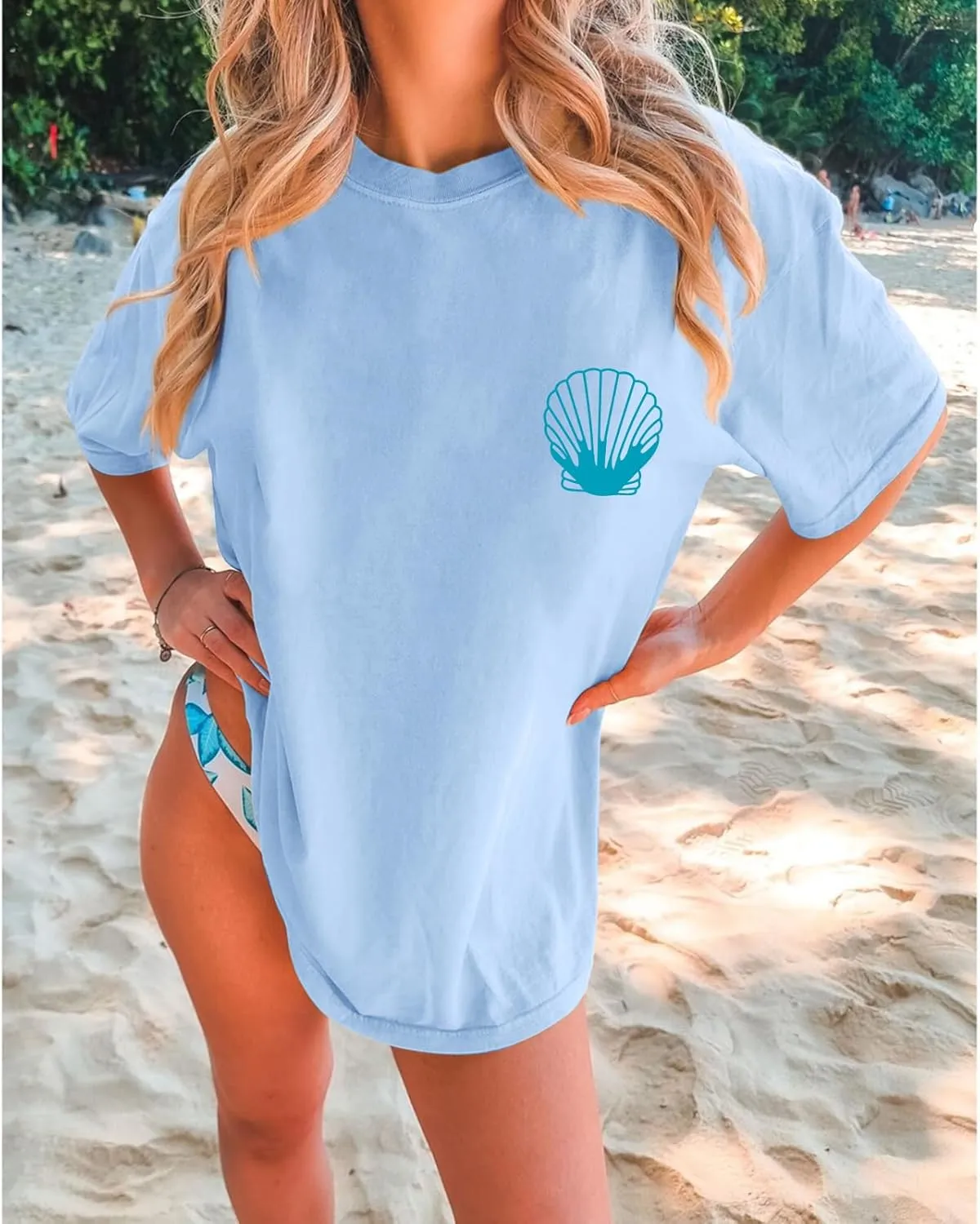 Hawaiian T Shirts for Women Oversized Aesthetic Hibiscus Flower Beach Shirt Teens Preppy Tropical Graphic Tee Tops