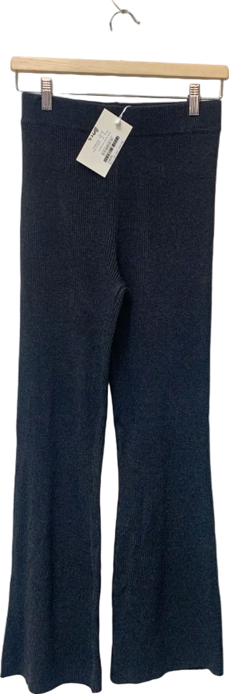 In The Style Black Ribbed Flared Trousers UK 6/8