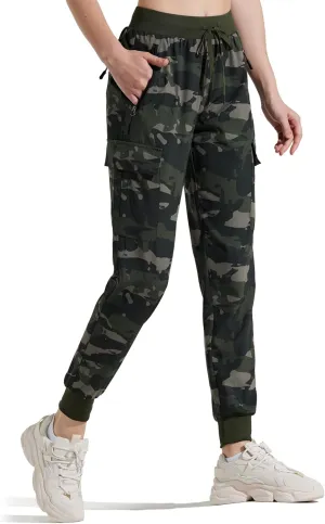 M MAROAUT Women's Hiking Pants Cargo Joggers with Pockets, Lightweight Quick-Dry Athletic Sweatpants for Running Gym Workout