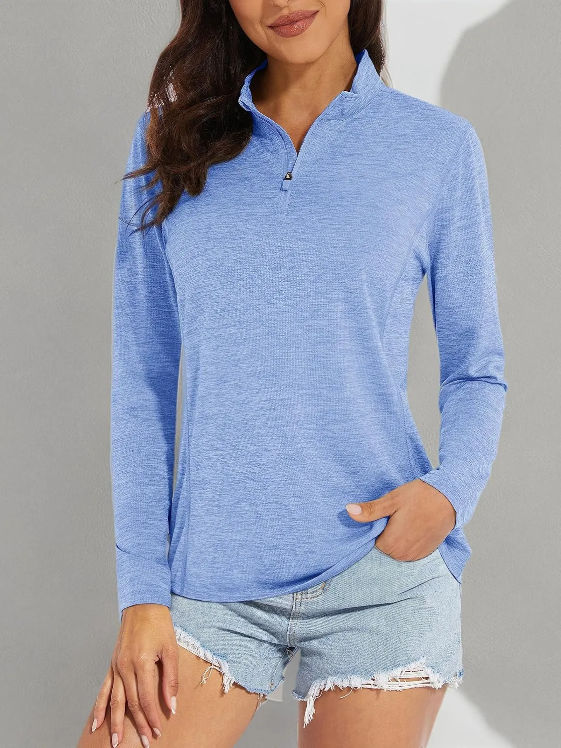 MAGCOMSEN Women's 1/4 Zip Shirts UPF 50  Sun Protection Pullover Long Sleeve Quick Dry Workout Hiking Athletic Shirts