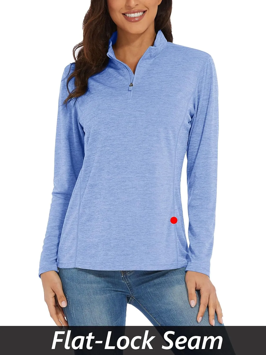 MAGCOMSEN Women's 1/4 Zip Shirts UPF 50  Sun Protection Pullover Long Sleeve Quick Dry Workout Hiking Athletic Shirts