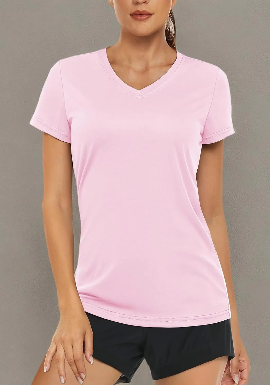 MAGCOMSEN Women's T Shirts V-Neck Short Sleeve UPF 50  Sun Protection Performance Quick Dry Athletic Shirts Tee Tops