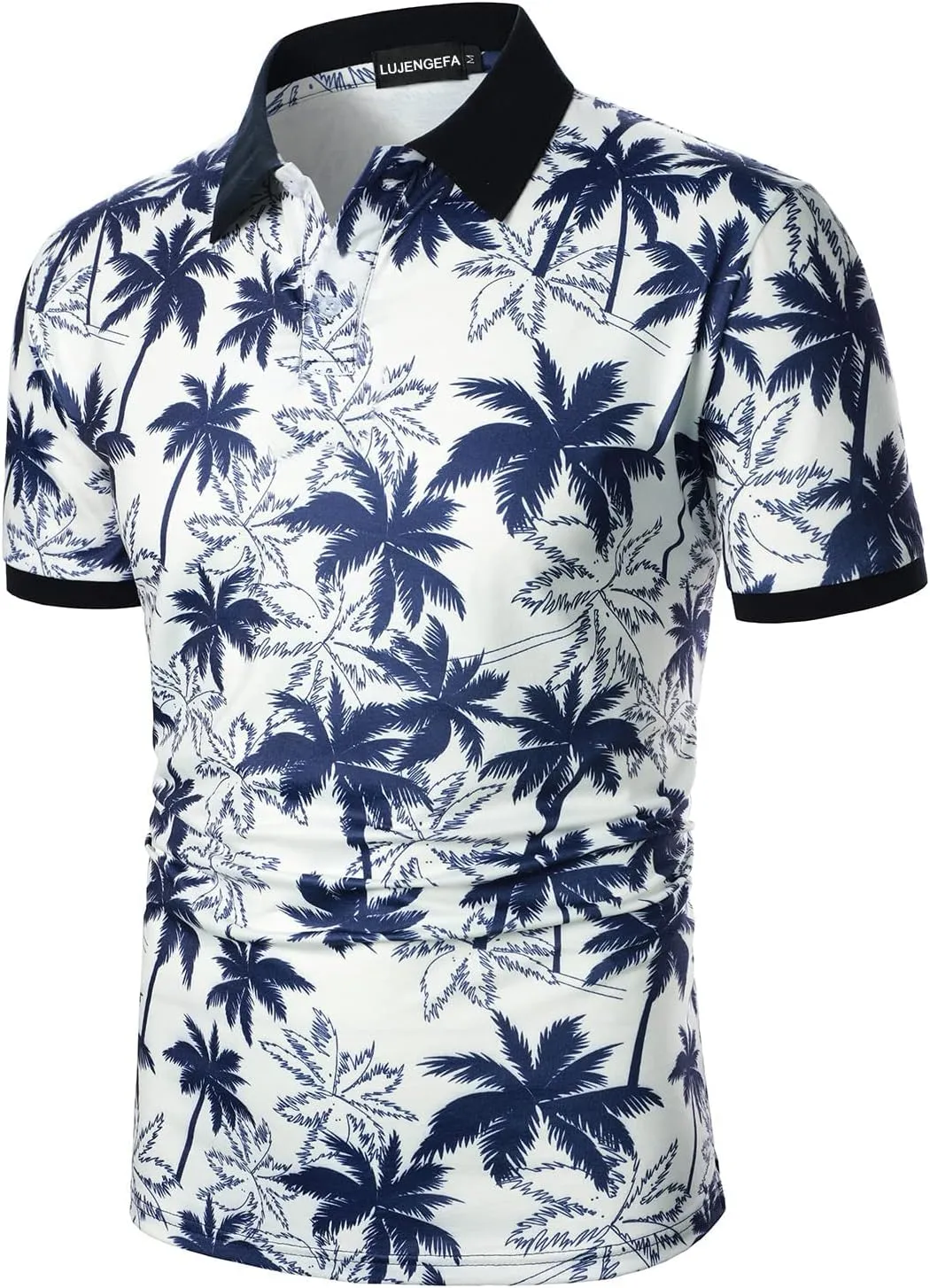 Men's Casual Short Sleeve Polo Shirt Summer Holiday Beach Tropical Tops Golf Shirts for Men