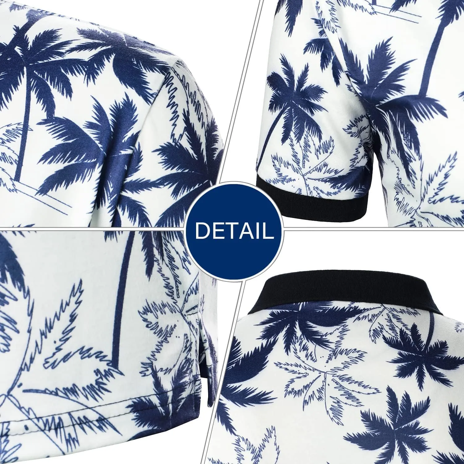 Men's Casual Short Sleeve Polo Shirt Summer Holiday Beach Tropical Tops Golf Shirts for Men