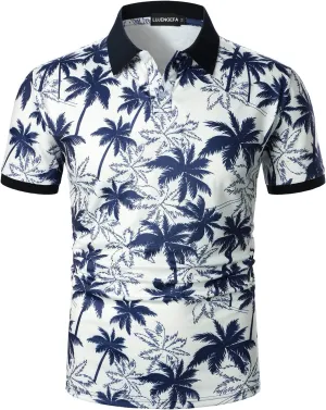 Men's Casual Short Sleeve Polo Shirt Summer Holiday Beach Tropical Tops Golf Shirts for Men