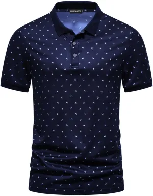 Men's Casual Short Sleeve Polo Shirt Summer Holiday Beach Tropical Tops Golf Shirts for Men