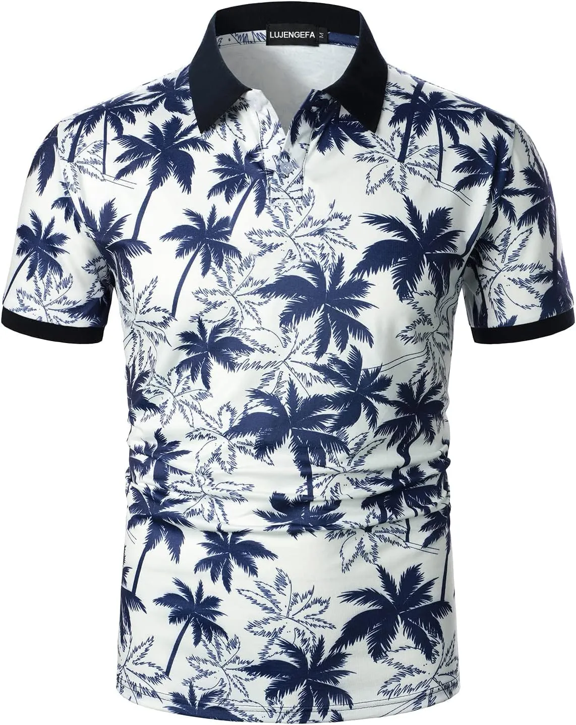 Men's Casual Short Sleeve Polo Shirt Summer Holiday Beach Tropical Tops Golf Shirts for Men