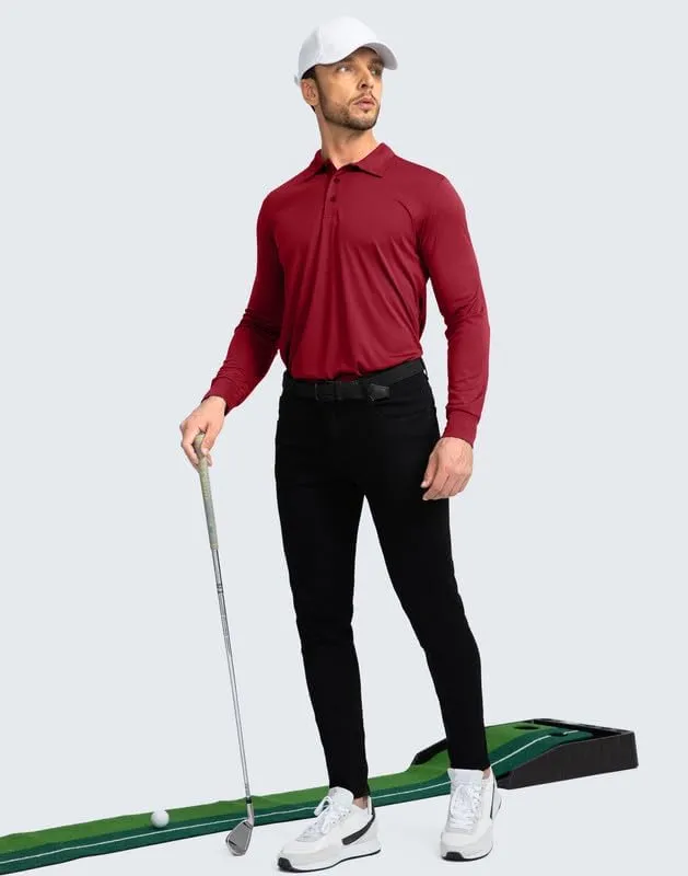 Men's Polo Shirt Long Sleeve Golf Shirts Lightweight UPF 50  Sun Protection Cool Shirts for Men Work Fishing Outdoor
