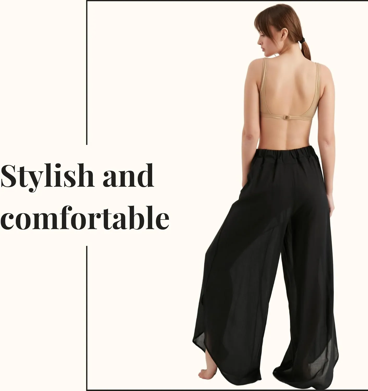 Pants for Women's | Wide Leg Elastic Waist Slit Loose Trousers | Summer Women Pant Beach Outfits