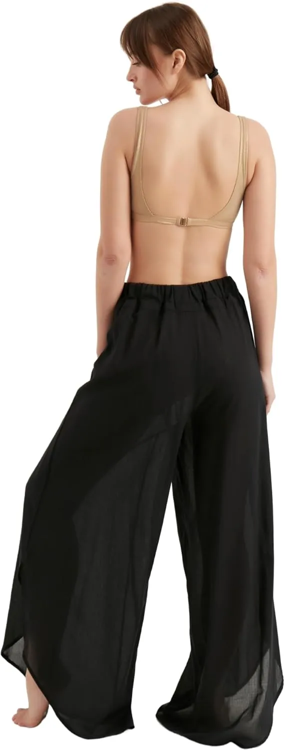 Pants for Women's | Wide Leg Elastic Waist Slit Loose Trousers | Summer Women Pant Beach Outfits