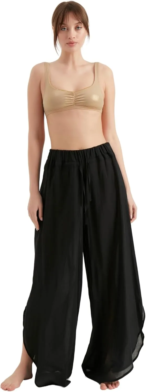 Pants for Women's | Wide Leg Elastic Waist Slit Loose Trousers | Summer Women Pant Beach Outfits