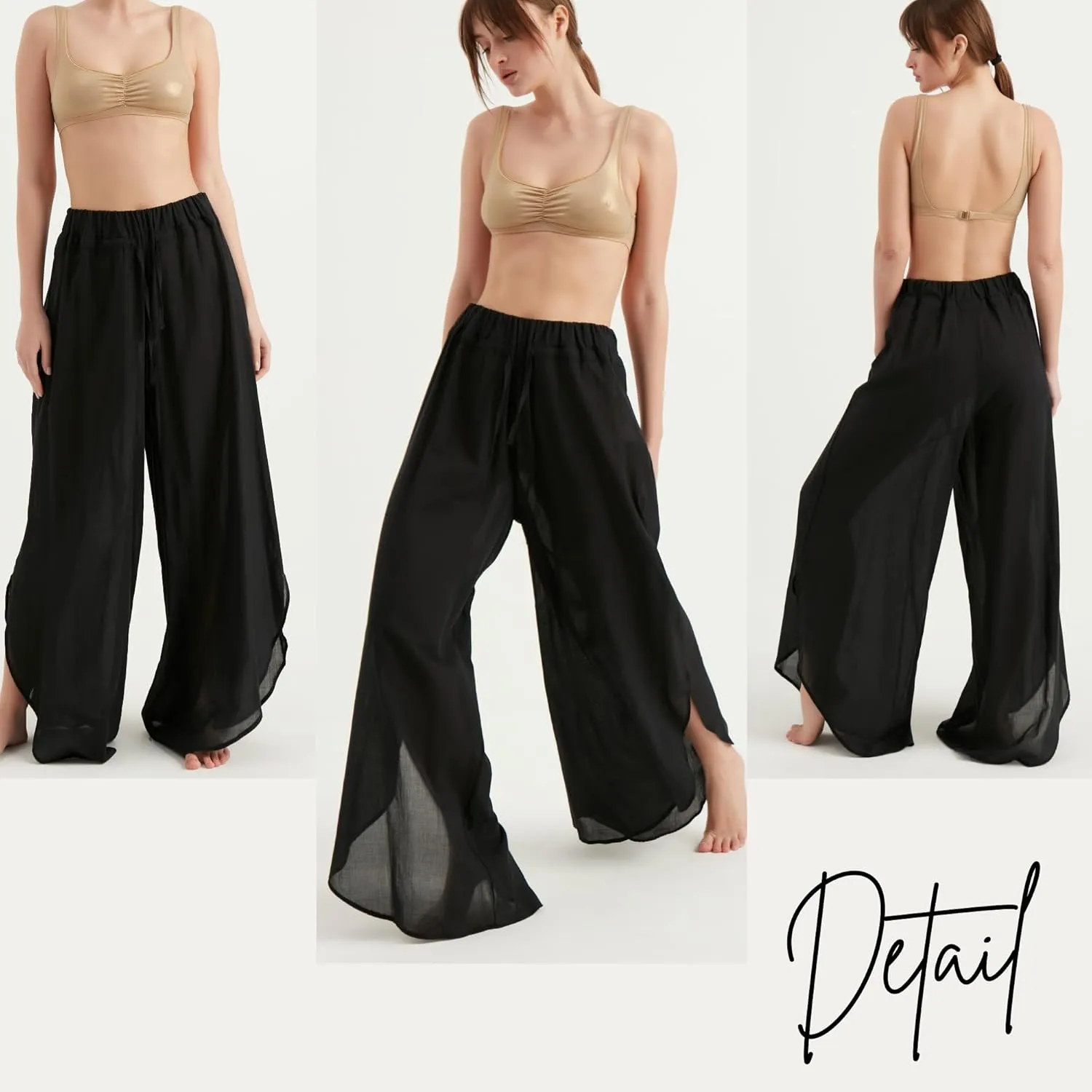 Pants for Women's | Wide Leg Elastic Waist Slit Loose Trousers | Summer Women Pant Beach Outfits