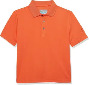 PGA TOUR Boys Airflux Short Sleeve Golf Polo Shirt, Ribbed Collar, Moisture-Wicking, Sun Protection, Ventilated Lightweight