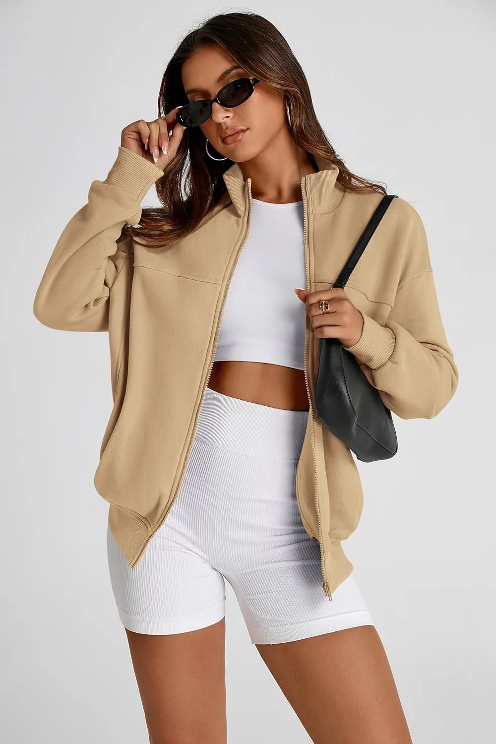 PRETTYGARDEN Women's 2025 Spring Fall Fashion Full Zip Up Sweatshirt Long Sleeve Loose Fit Trendy Casual Jacket with Pockets