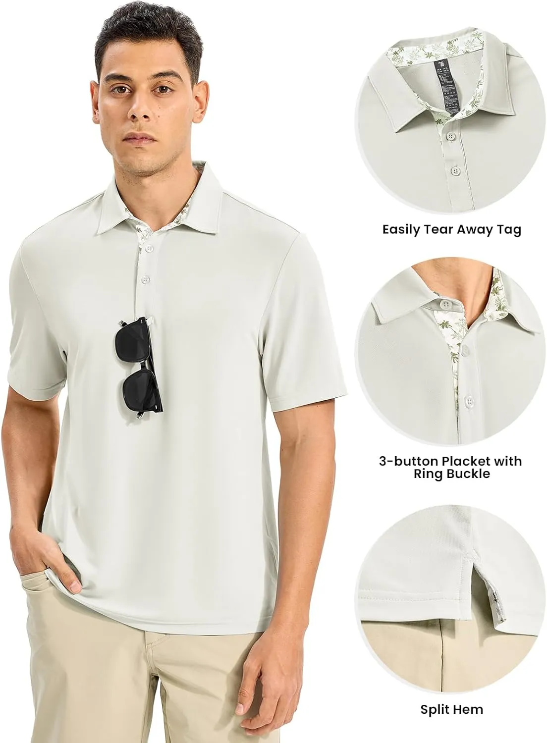 Rdruko Mens Polo Shirts Short Sleeve Dry Fit Moisture Wicking Sports Golf Tennis T-Shirt