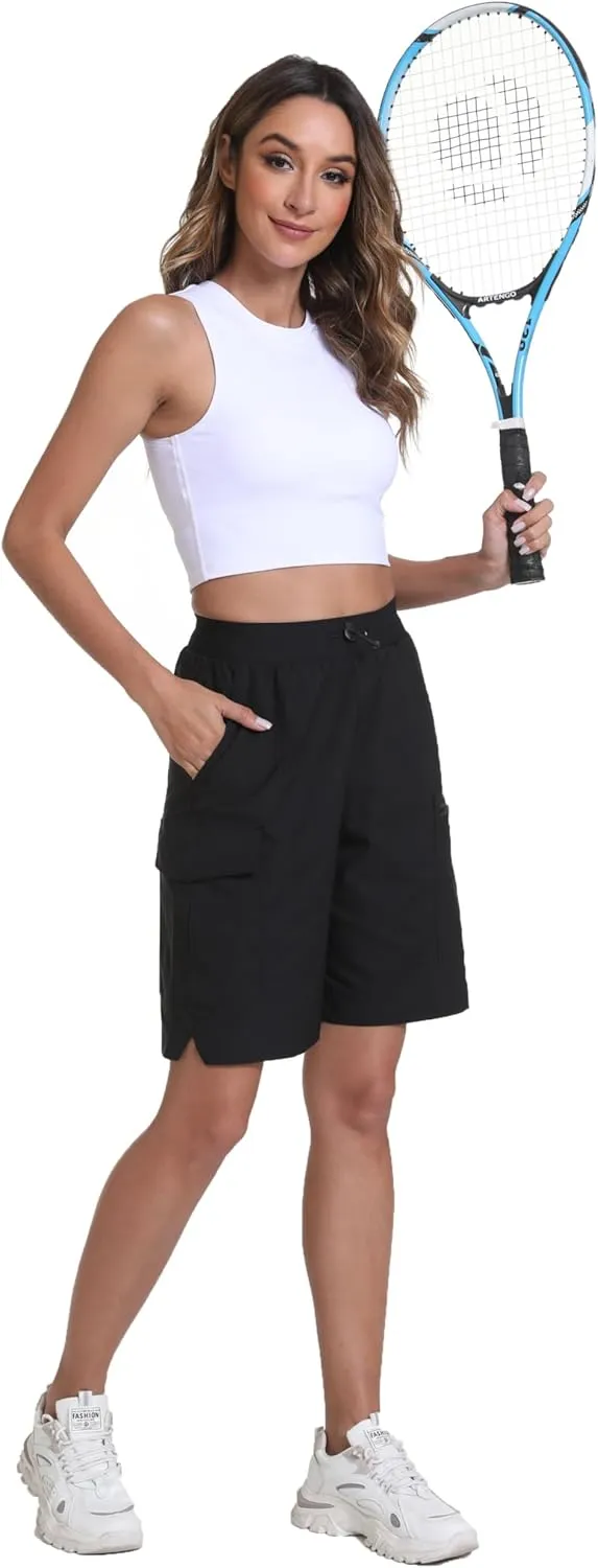 Rrosseyz Women's Hiking Cargo Shorts with Pockets Quick Dry Athletic Gym for Women Exercise Lounge