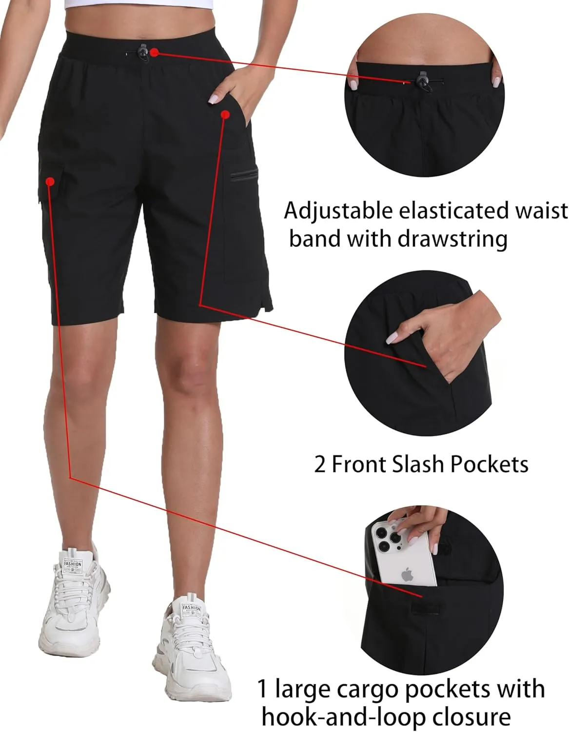 Rrosseyz Women's Hiking Cargo Shorts with Pockets Quick Dry Athletic Gym for Women Exercise Lounge