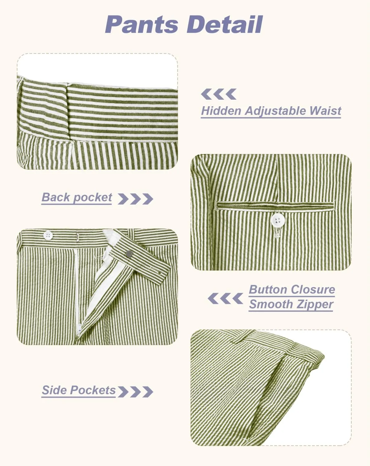 Seersucker Mens Suit 2 Piece Slim Fit Stripe Suits Tuxedo Blazer Jackets Pants Set Summer Beach Wedding Outfit for Men