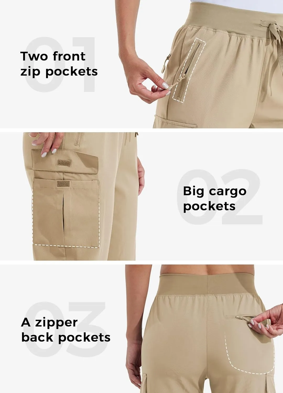 Willit Women's Cargo Hiking Pants Lightweight Athletic Outdoor Travel Joggers Quick Dry Workout Pants Water Resistant